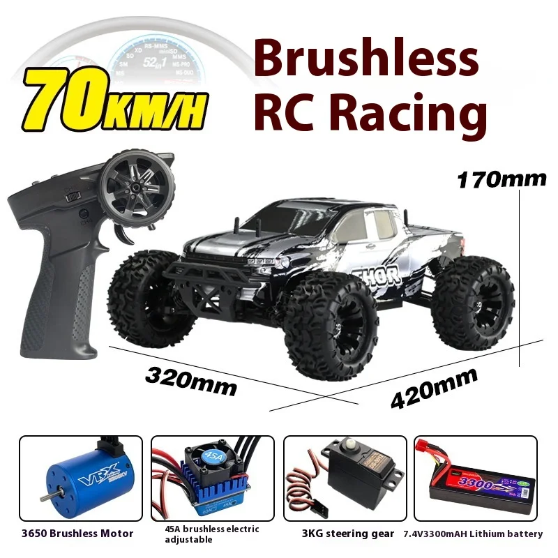 

Ruizhihao Rh1013 1:10 Scale Brushless Electric RC Car 4WD High-Speed 70km/h Professional Grade Remote Control Toy Vehicle