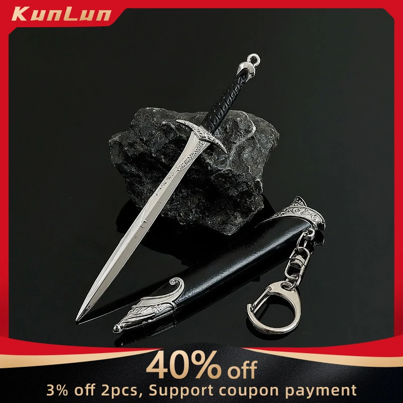

12 CM Ring King TV Series Peripherals Metal Craft Weapon Keychain Model Collectible Backpack Key Ring Creative Birthday Gifts