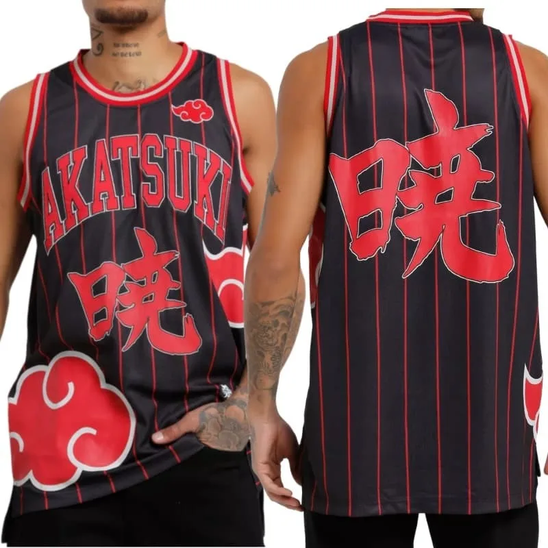 Nuevo Chaleco de Baloncesto con Estampado de Nube Carmesí de Akatsuki de Naruto 2026, Top Deportivo Versátil y Moderno, Camiseta Unisex