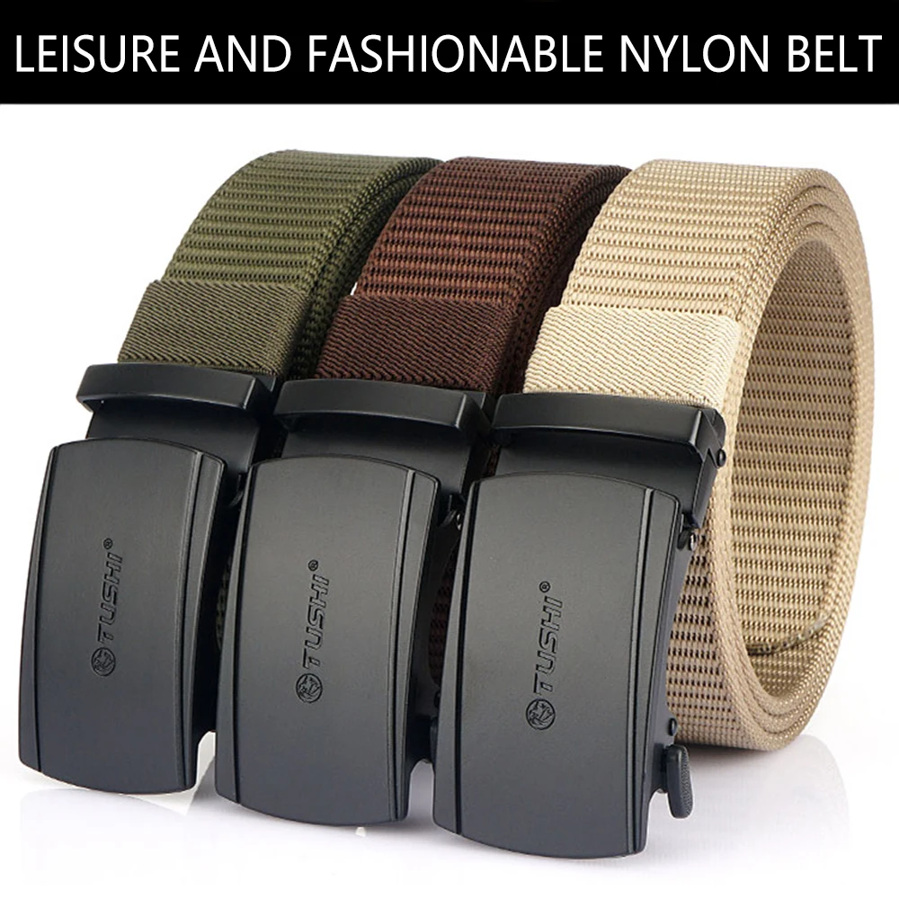 TUSHI New Tactical Belt Metal Automatic Buckle Quick Release Belt Alloy Casual Tooling Training Belt Men's Trousers Outdoor Belt