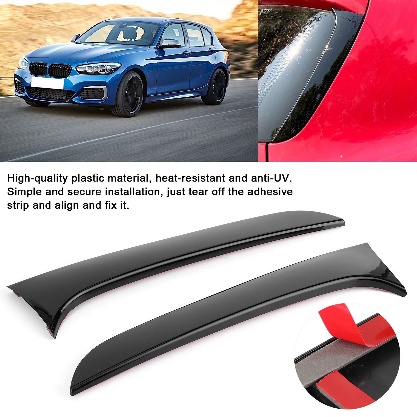 2pcs Rear Window Side Spoiler Air Splitter Anti UV Fit For 1 Series F20 F21 2012-2019