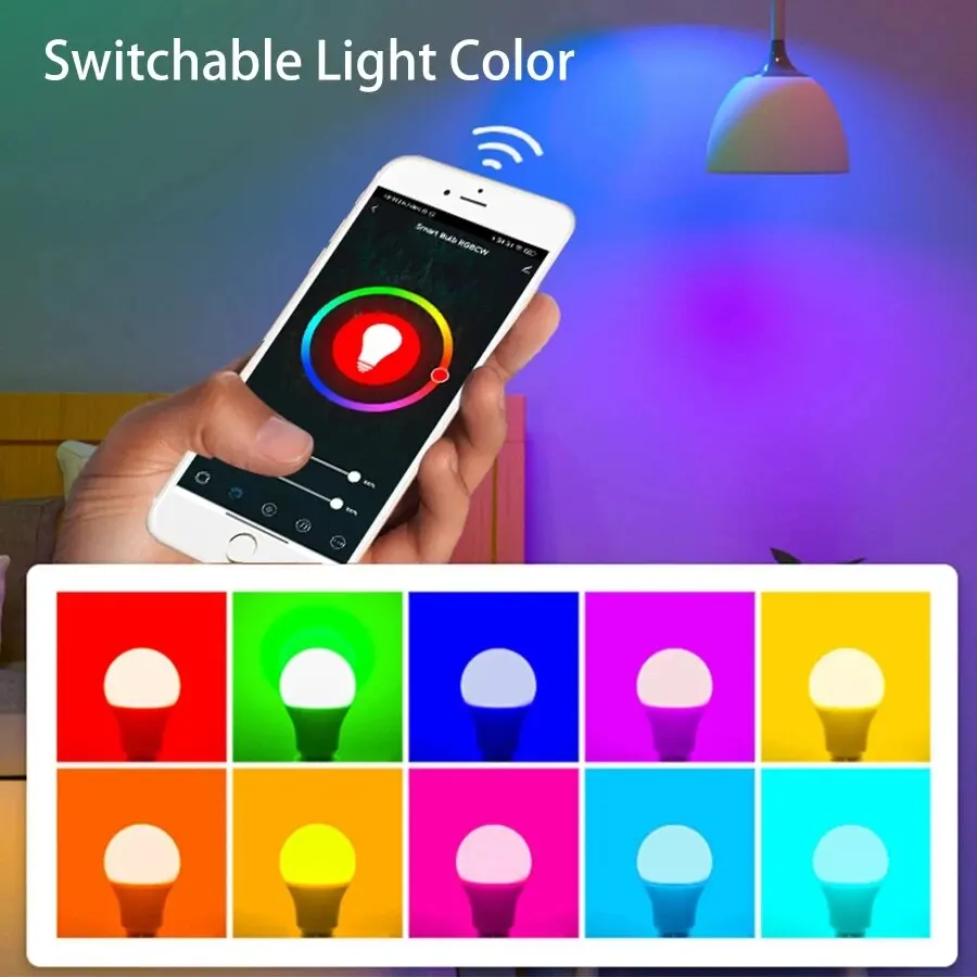 Tuya Bluetooth WiFi Smart Light Bulbs E27 LED Lamp RGB Smart Bulb 15W Smart Life APP Voice Control With Alexa Alice Google Home