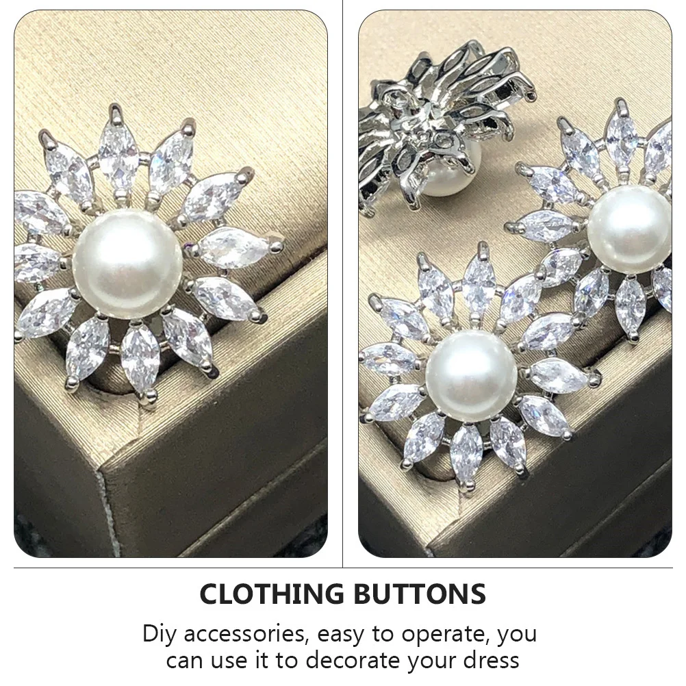 3Pcs Zirconium Alloy Button Round Versatile Decorative Buttons DIY Dress Shirt Sewing Crafts Button DIY Crafts Buttons