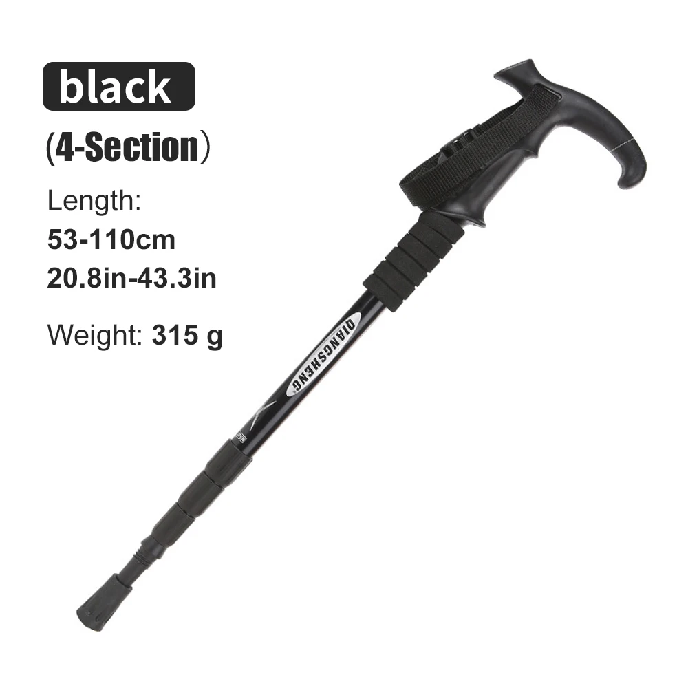 Outdoor Opvouwbare Trekkings Pole 4-delige Draagbare Wandelen Telescopische Stok Lichtgewicht Camping Klimmen Trekkingstok