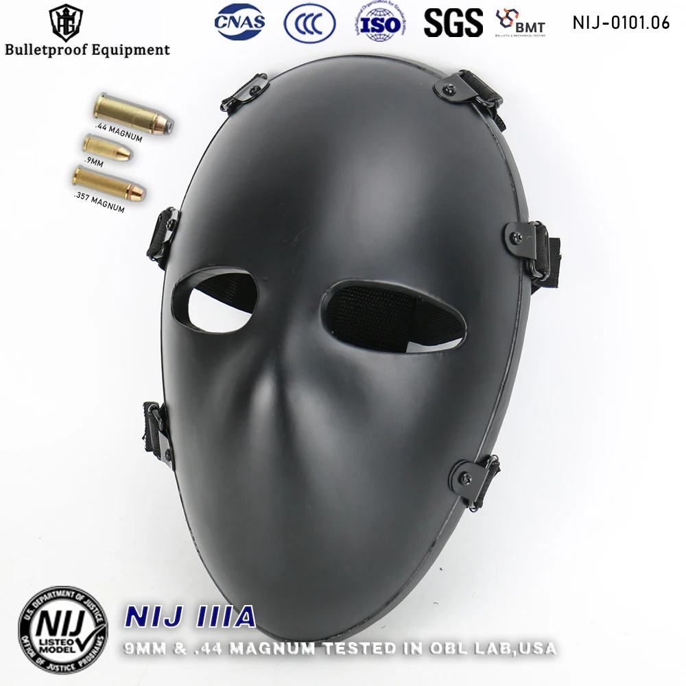 Bulletproof Face Mask, US Standard IIIA Protection, Aramid Material, Tactical Full-Face Shield, Suitable For Outdoor Use.