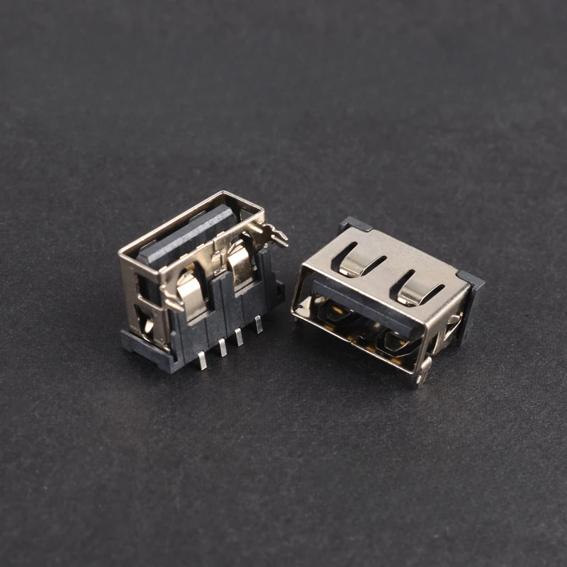 USB socket A female short body 10.0 front 2P pin back 4P patch A type female base flat mouth without edge image 2