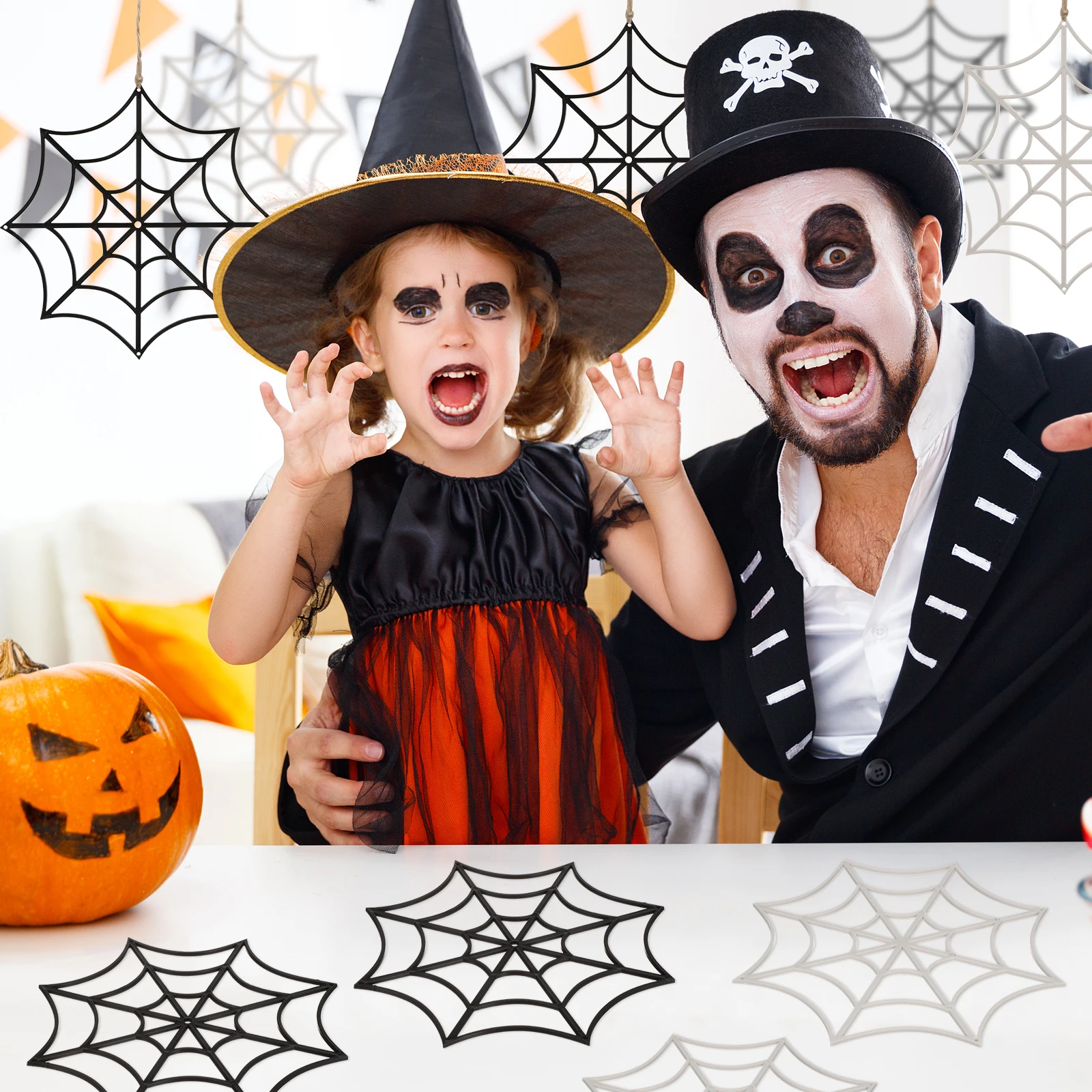 

12 Pcs Decorations Halloween Party Supplies Plastic Cobwebs Environmentally Friendly Lightweight Home