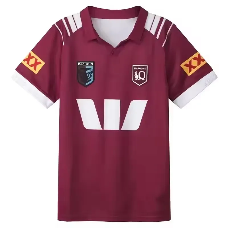 QLD Maroons 2025 Home / بعيدا / تدريب / قميص رجالي - مقاس الرجال: S-5XL (طباعة رقم الاسم المخصص) #4