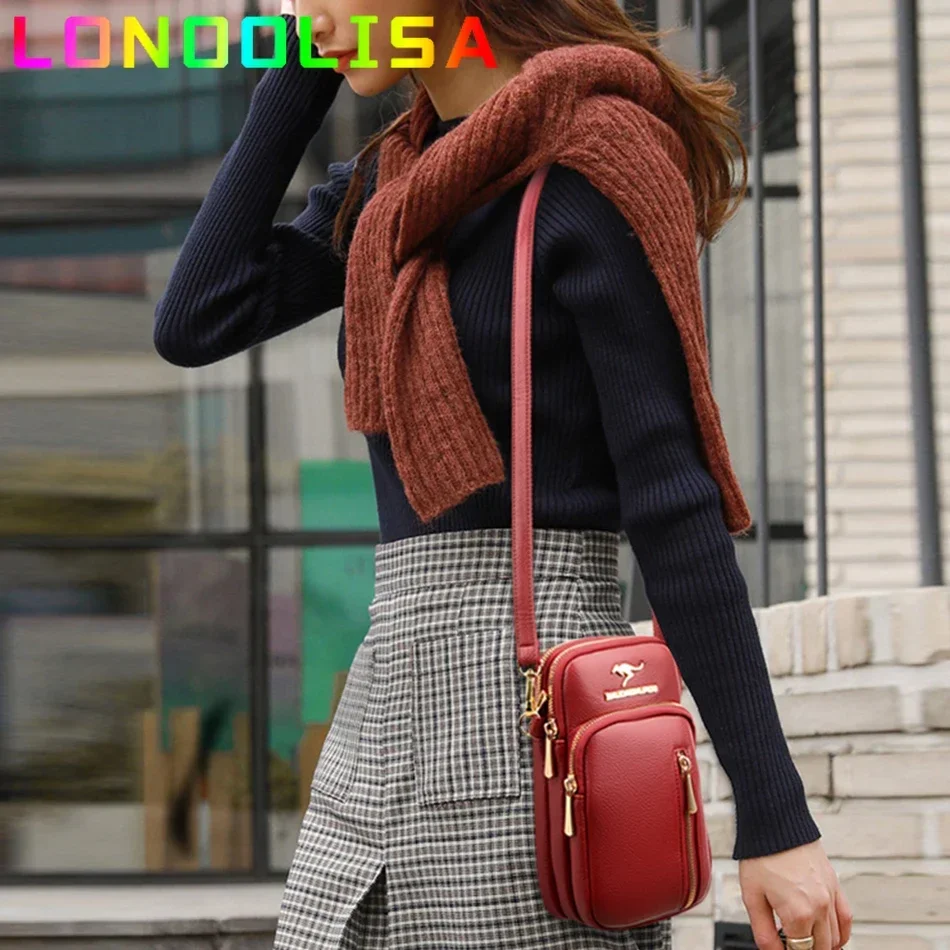 Casual 2 Layers Mobile Phone Bag Women Luxury Designer Shoulder Crossbody Small Bags Female 2024 Messenger Handbags and Purses