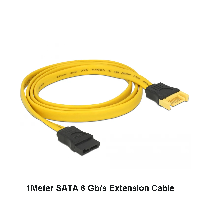 2pack SATA 6 Gb/s Verlängerung Kabel 15cm ~ 1m gelb