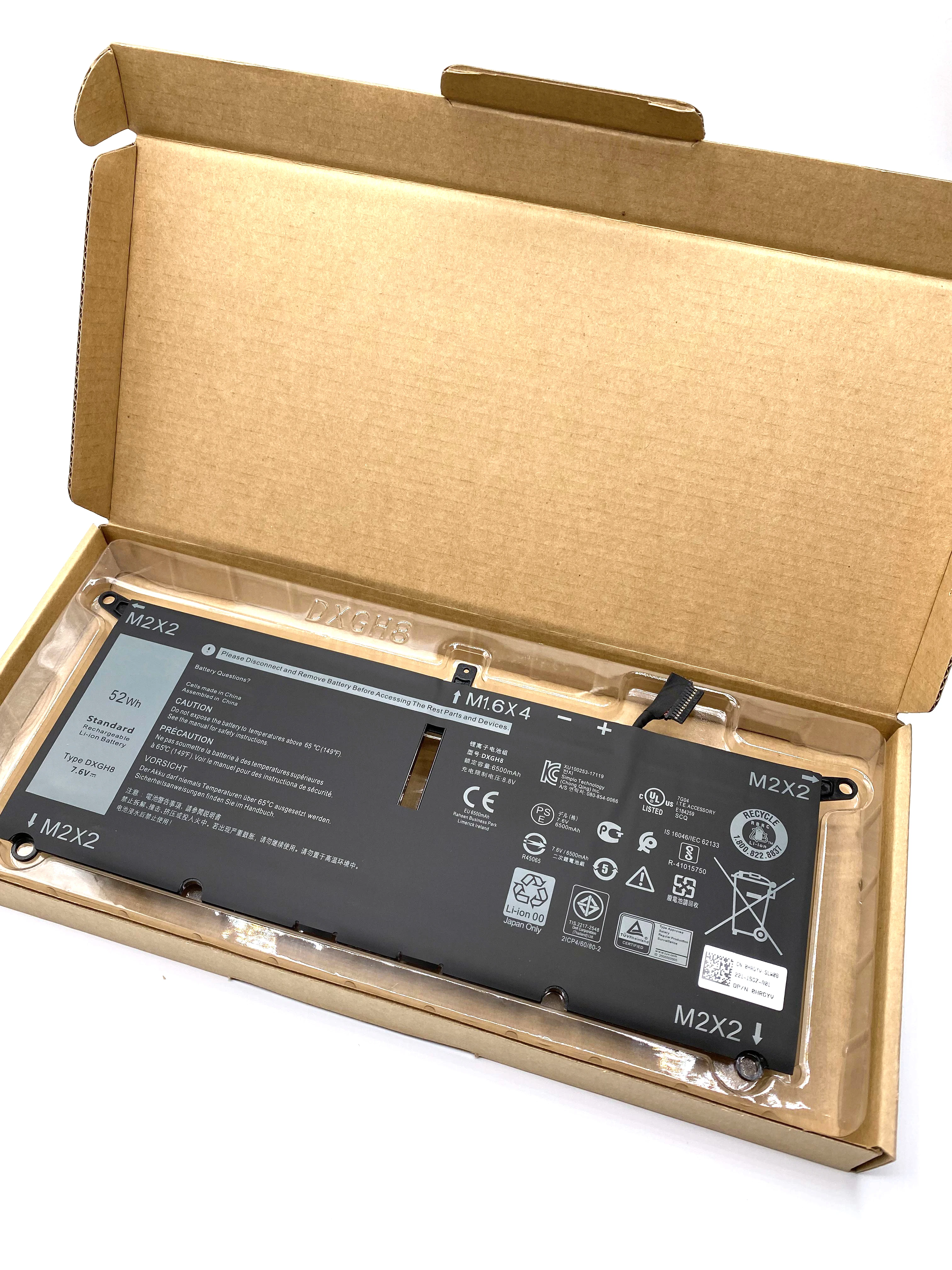 

DXGH8 Laptop Battery For Dell XPS 13 9370 2018 Series XPS 13 7390 2019 Series Inspiron 14 7490 7390 Series H754V G8VCF 7.6V 52Wh