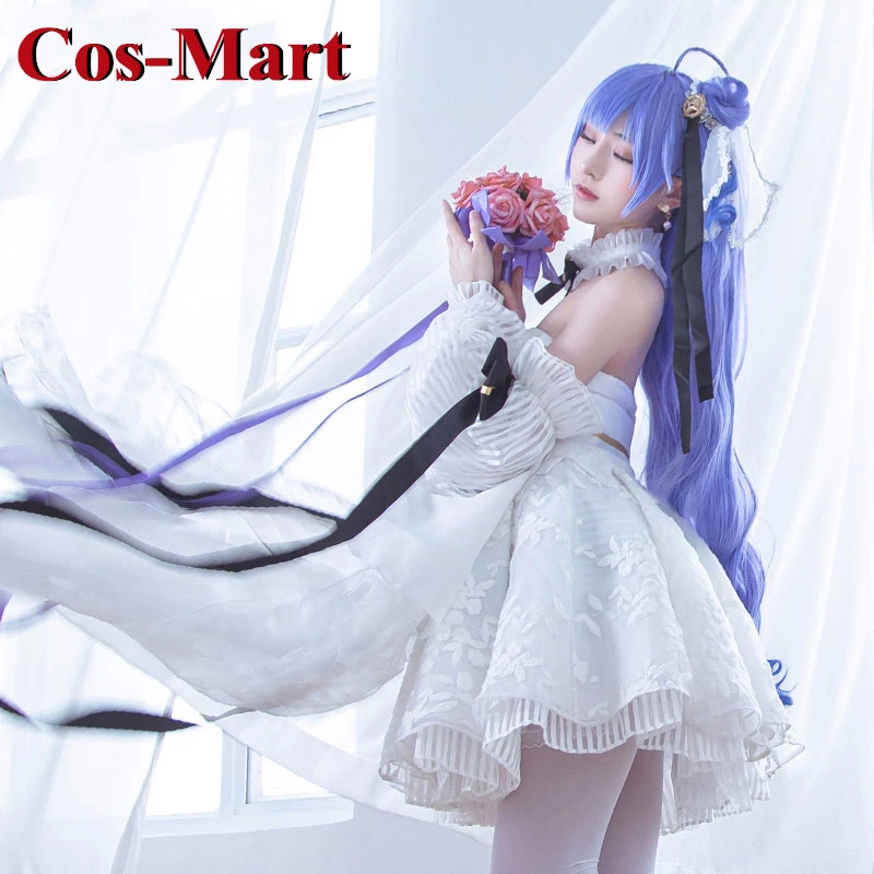 Cos-Mart Game Azur Lane HMS Unicorn Cosplay Costume White Embroidery Organza Vow Flower Wedding Dress Female Role Play Clothing