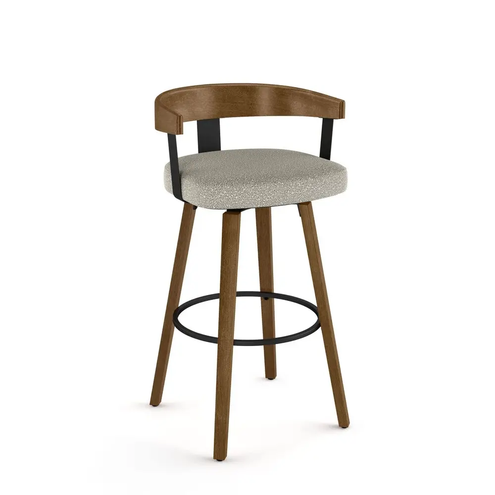 

Cohen 26 in. Swivel Counter Stool Light Beige amp Grey Boucle Polyester Light Brown Wood Light Brown Wood