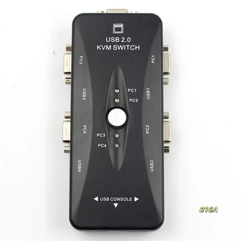 2X One For Four 4 puertos USB 2,0 KVM Switch Box teclado Monitor VGA SVGA PC portátil