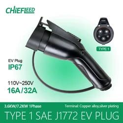 EV Charger Plug Adaptor 16/32A 3.6/7.2KW Type 1 SAE J1772 Female Socket For Eletric Vehicle And Charging Station Connector