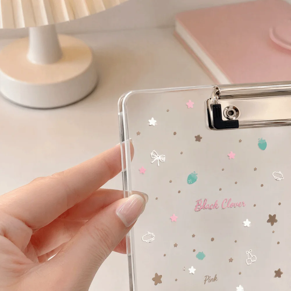 Durable Acrylic Clipboard Cake Star Pattern Clear File Folder A4/A5/A6 Writing Pad Students
