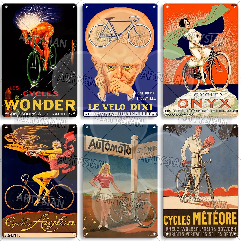 Bicycle Poster Cycle Ads Metal Sign Métropole Clément Le Vélo Dixi De Dion-Bouton Humber Rambler Wonder Onyx Lucifer Météore