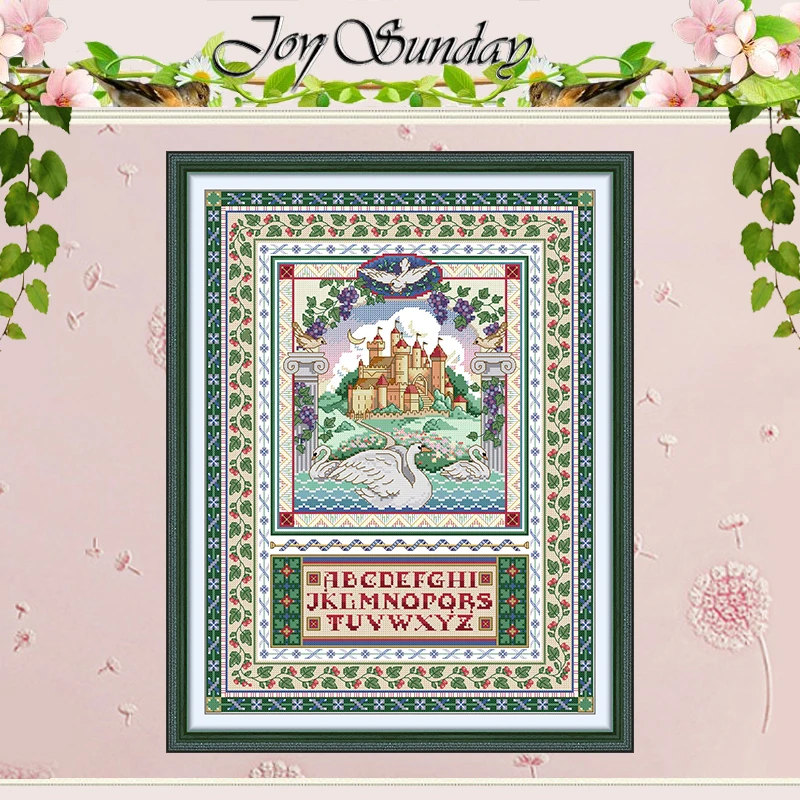 

Swan Castle Patterns Counted Cross Stitch Set DIY 11CT 14CT 16CT Stamped DMC Cross-stitch Kit Embroidery Needlework Home Decor