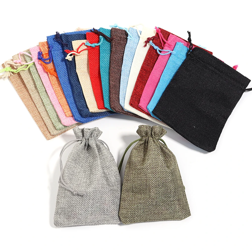 

5pcs/lot Mix Color Linen Bag Drawstring Gift Bag Jewelry Crafts Storage Bag Fashion Jewelry Organizer Gift Bag Jewelry Pouches