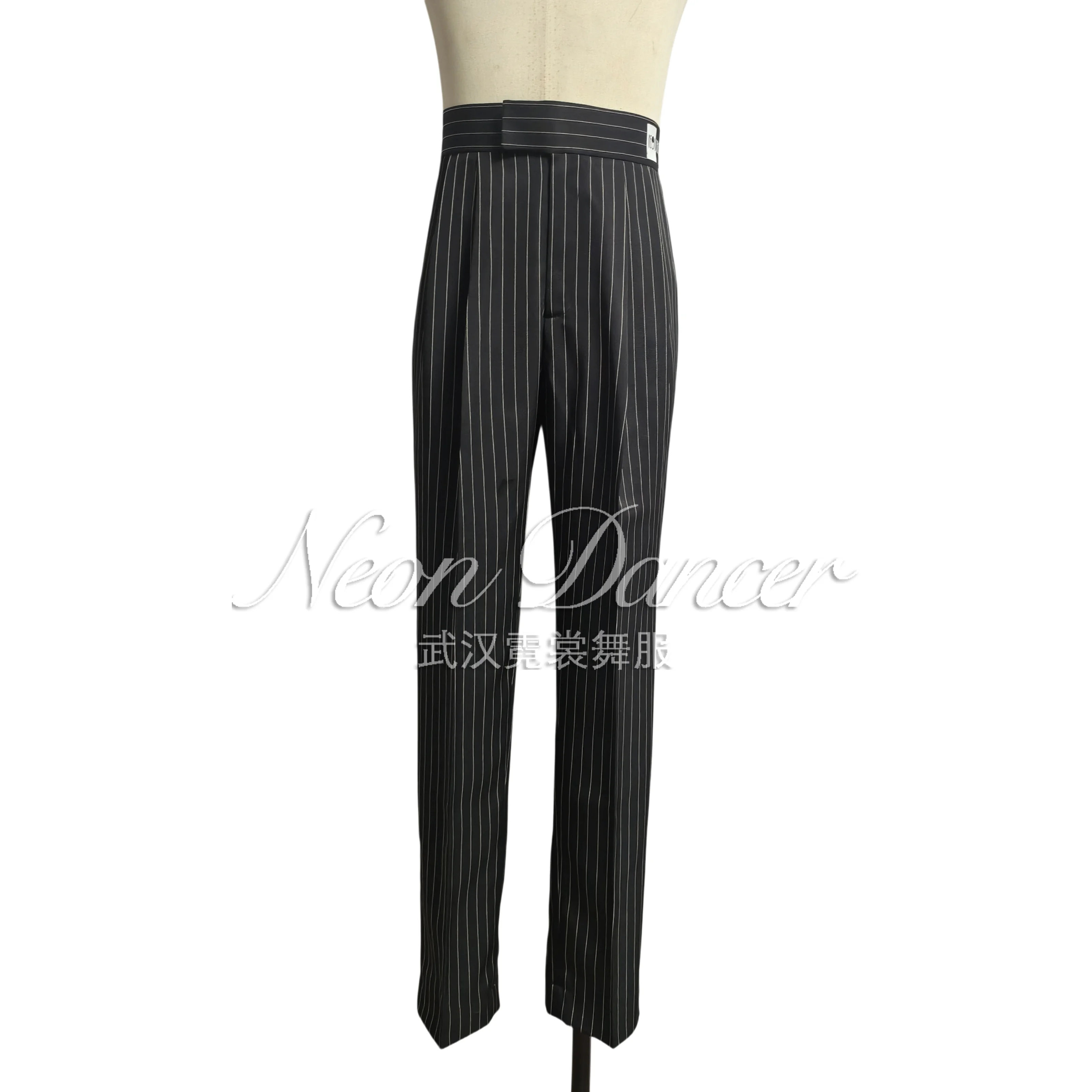 pantalon-de-danse-latine-pour-homme-neon-dancer-pantalon-latine-raye-pantalon-d'entrainement-latine-taille-haute-coupe-ajustee
