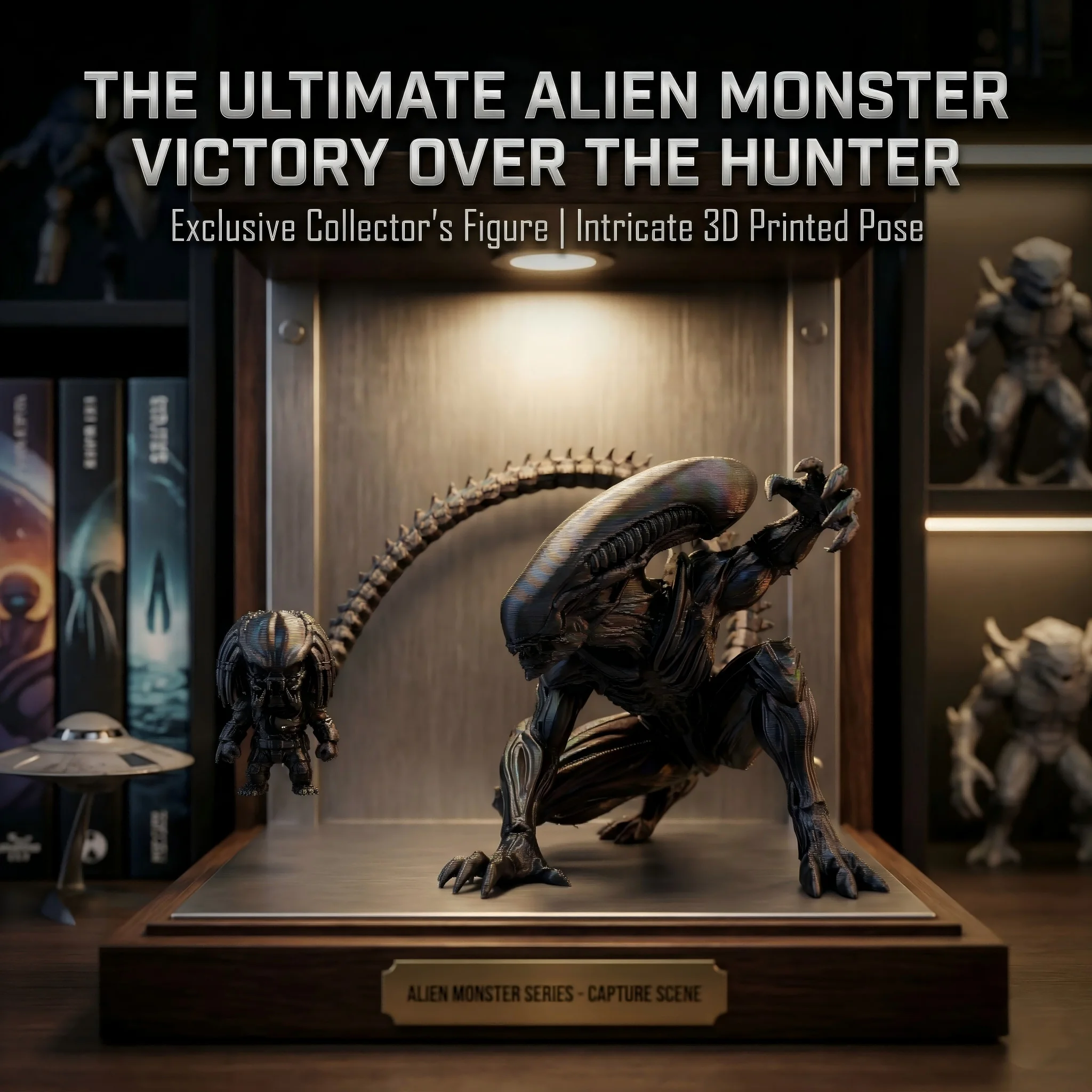Figura Coleccionable de Alien Monster VS Alien Monster Hunter, Estilo Ciencia Ficción, Decoración para el Hogar o Escritorio, Escultura Creativa