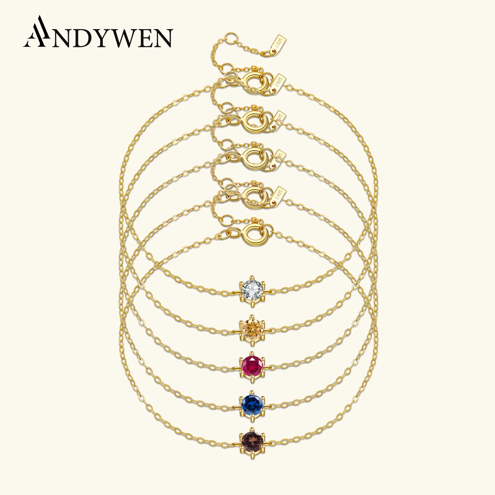 

ANDYWEN 2021, новинка, стерлинговое серебро 925 пробы, розово-красный циркон, браслет-цепочка с фианитом, 2020, модные ювелирные украшения в стиле рок-панк для роскошных кристаллов