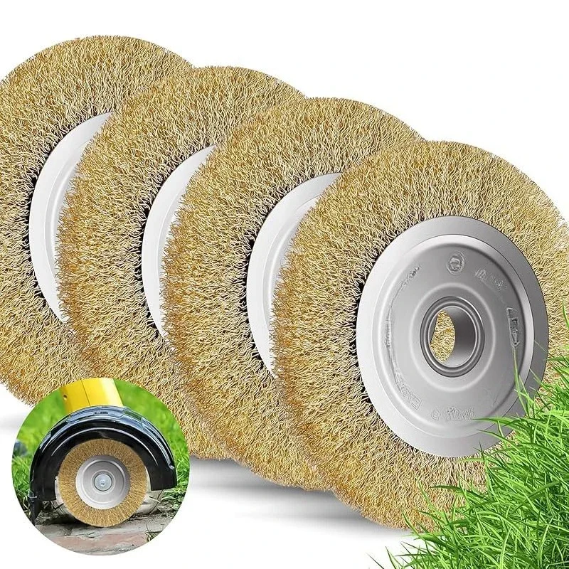 4Pcs Wire Wheel Brush 115x16x10mm Replaceable Lawn Wheel Garden Lawn Mower Accessories Polishing Derusting Grinding Tools
