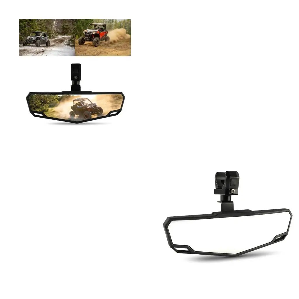 Wide UTV Center Mirror With Anti Vibration Clamp 360 Degree Rotation Adjustment Fit for Enhanced Trail Visibility
