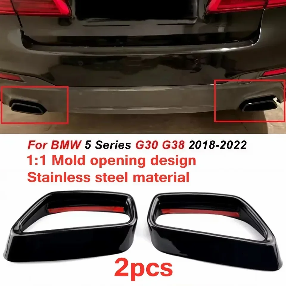 For BMW 5 Series G30 G31 2018-2022 Stainless Steel Black Car Exhaust Pipe Cover Stickers Exterior Modification Car Accessories