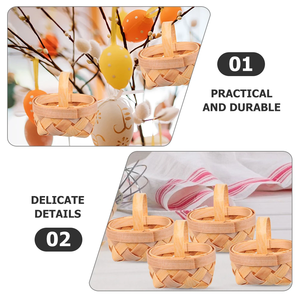 

8 Pcs Woven Baskets Rustic Design Multipurpose Storage Tiny Handles Picnic House Miniatures Decor House Accessories