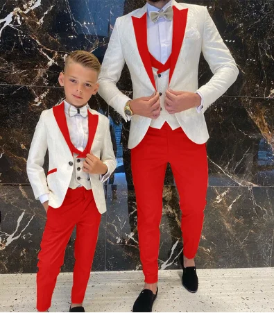 2023 Wedding Suit Groom White Floral Tuxedo Slim Fit Men Prom Suit Full Gentleman Costume 3 Pieces (Jacket+Vest+Pants)