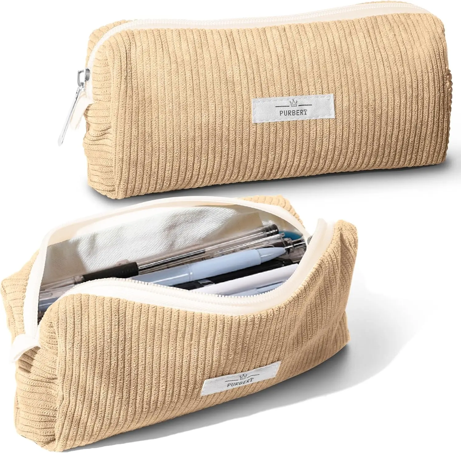 

Soft Corduroy Pencil Pouch, Cute Zipper Pen Case for Girls & Boys, Apricot