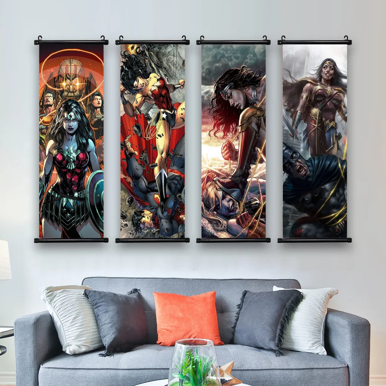 DC Wonder Woman Hanging Scroll Decor Movie Wallpaper Comic Poster Wall Artwork Canvas Painting Picture Print Home Decoration Art