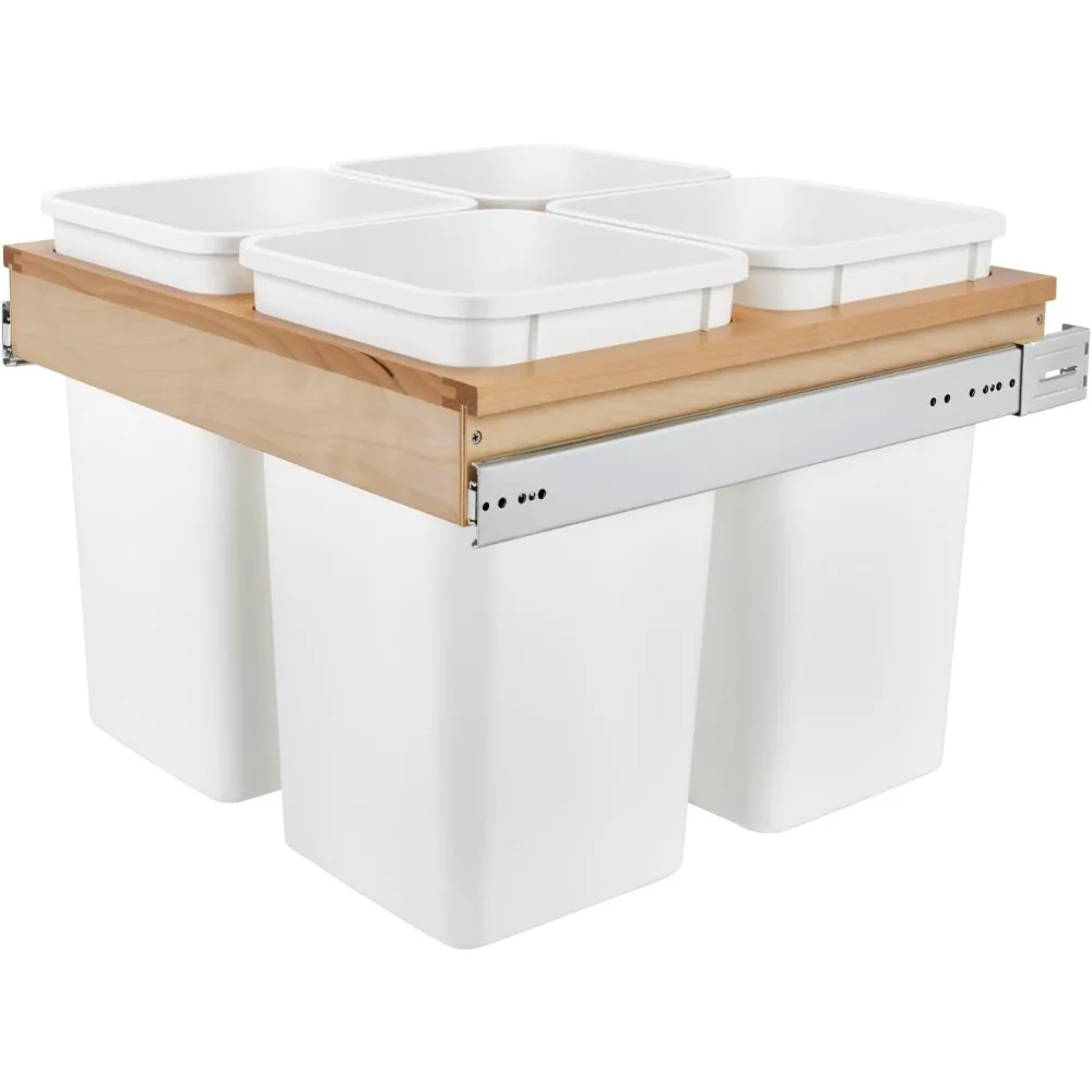 WASTE BIN, 27 QT. FOUR, WOOD TOP MNT