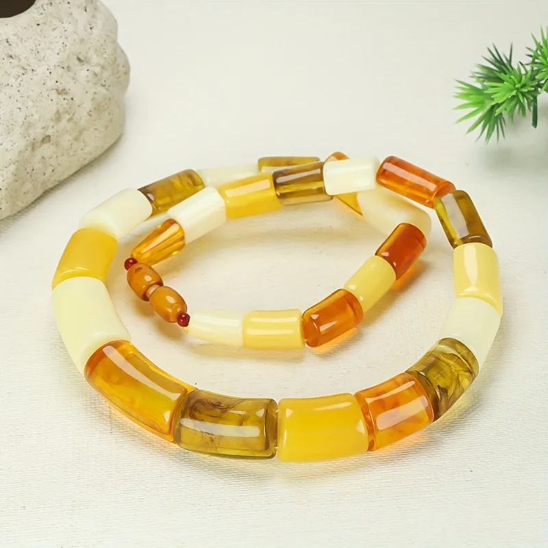 

New Amber Beeswax Collarbone Chain, Fashionable and Versatile for Both Men and Women