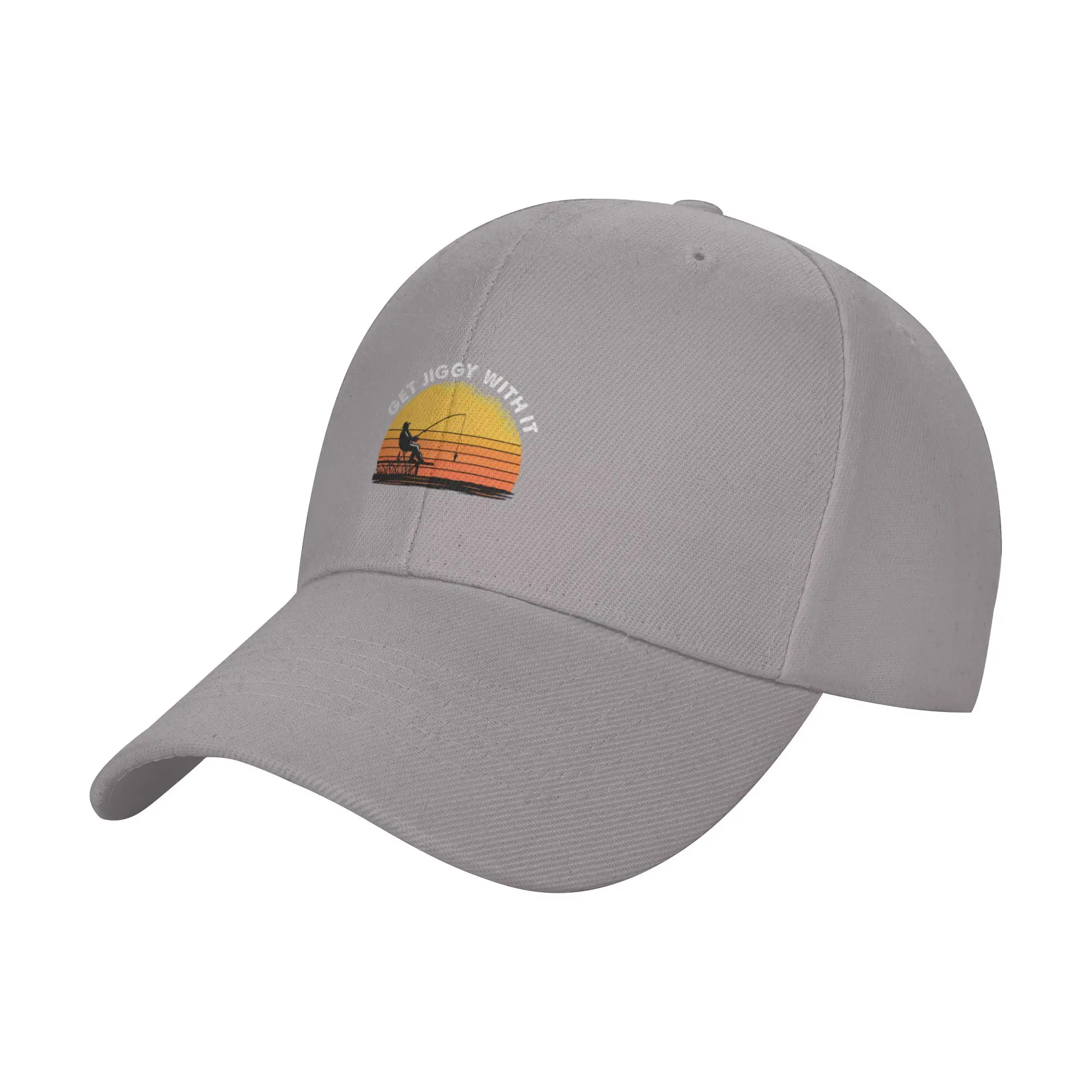 Get Jiggy With It Fishing Sunset Retro Graphic Trendy Baseball Cap Tennis Match Packable Peaked Cap