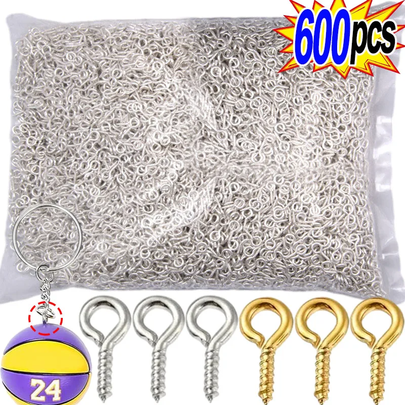 300/600pcs Small Ini Eye Pins Eyepins Hooks Eyelets Screw Threaded Stainless Steel Clasps Hook Jewelry Findings for Making DIY