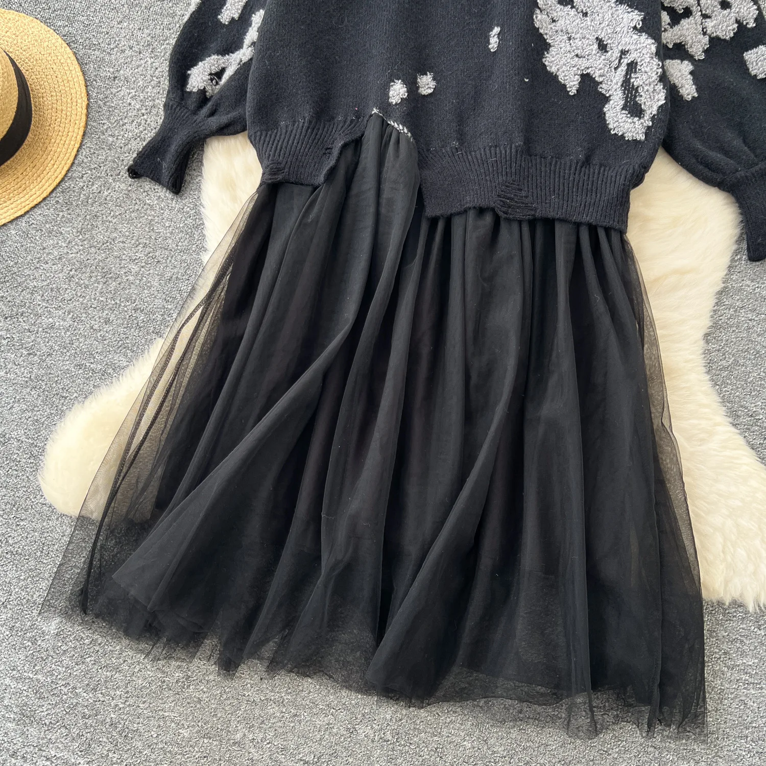 Lange jurk dames twee nep-jurken gebreid een lijn vestidos feestavond streetwear ronde hals volledige mouw elegant y2k werk