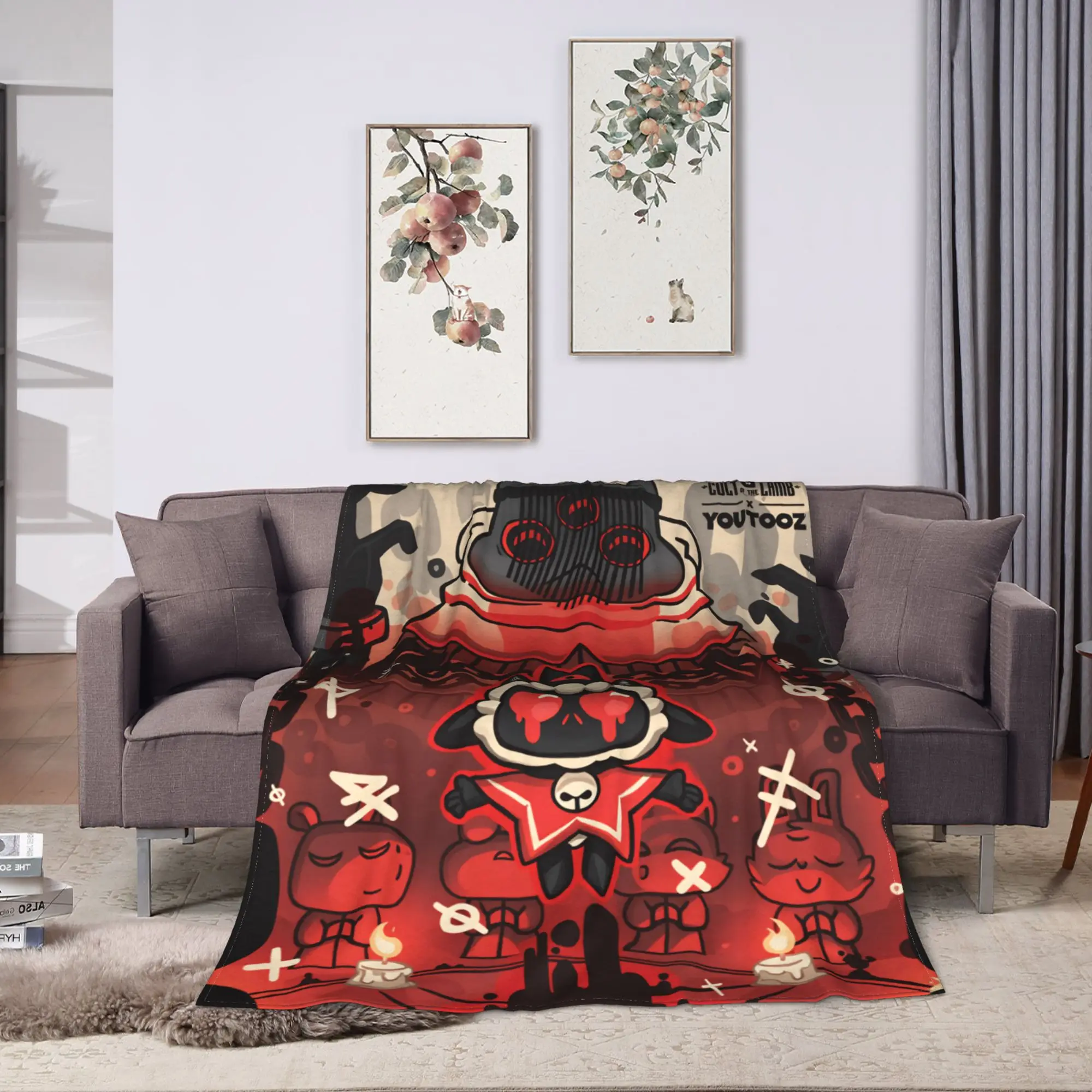 Cult of the Lamb Warm Soft Blankets  Picnic Plush Throw Blanket Fashion Home Decor Flannel Bedspread Sofa Bed Cover view 2