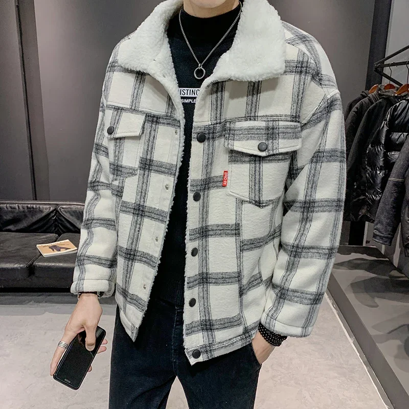 

Men's corduroy jacket winter handsome trend fashion casual warmth thickened fleece loose large size men's clothing cotton coat