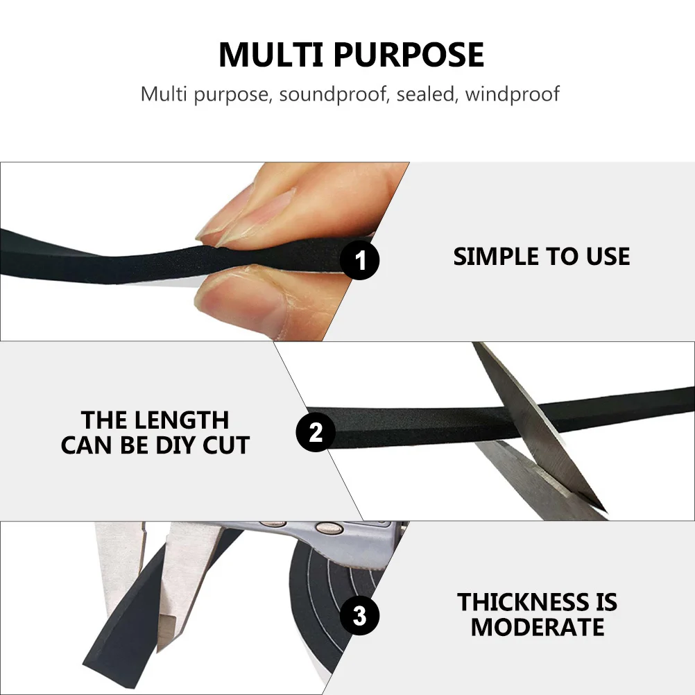 2 Rolls 2M Self-Adhesive Soundproofing Tape for Door Window Insulation Weather Stripping Eva Sealing Strip Windproof Gasket