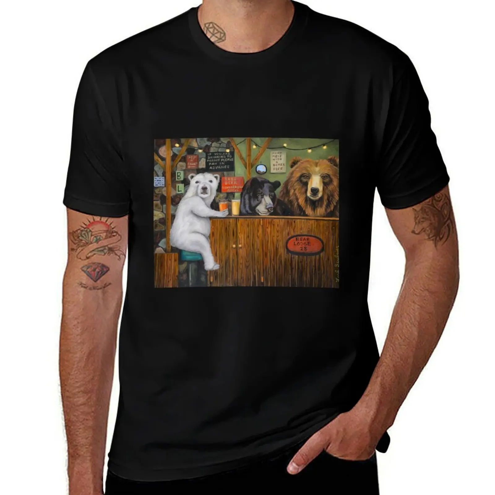 Bear Lodge 28 T-Shirt Athletic Fit Sports Short Sleeve Top T-Shirt
