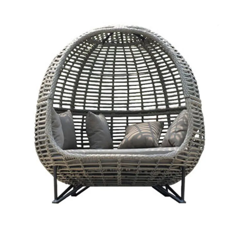 Customized outdoor rattan bed, balcony sofa, leisure area, courtyard rattan sofa, round bed, landscape designer