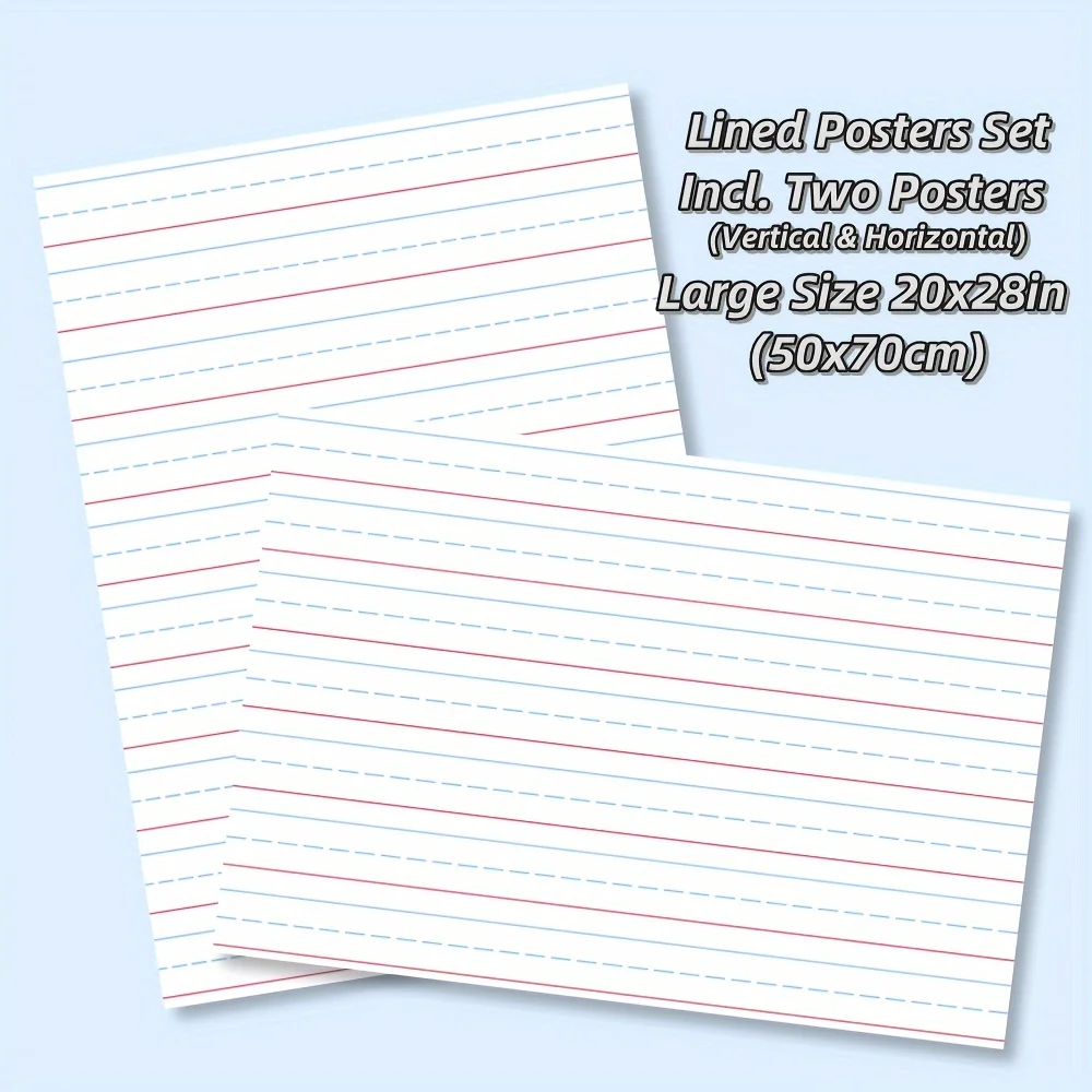 2 Pieces of Large-sized 20x28 Inch Dry Wipe Poster Set - Reusable Whiteboard Posters for Classrooms, Homes, and Offices