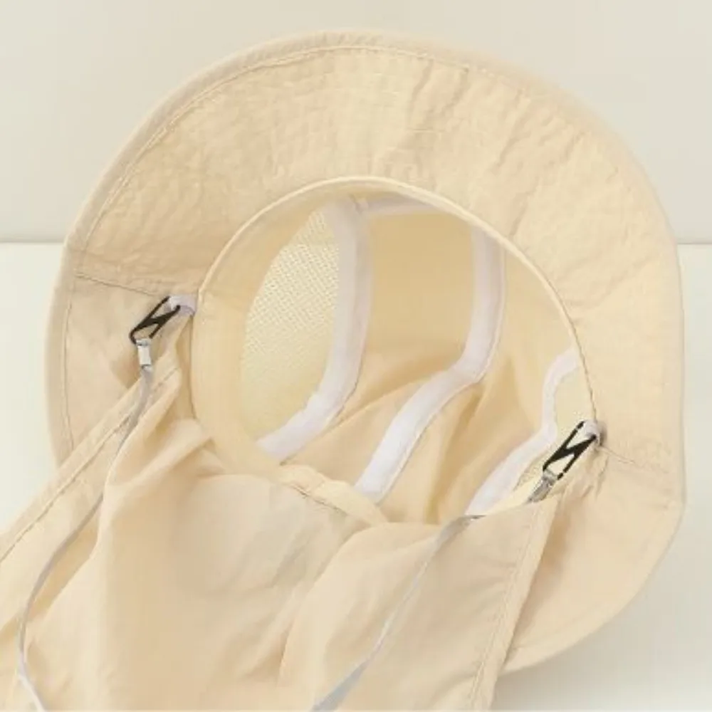Fashion Adjustable Baby Bucket Hat Quick Drying Cartoon Bear Children Fisherman Cap Mesh Large Brim Sun Protection Cap Summer