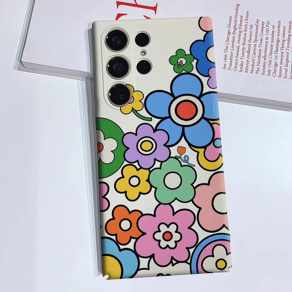 حافظة هاتف ريترو بلوم بيرست لهاتف سامسونج جالاكسي S25 Ultra S24 S23 Ultra Plus غطاء خلفي لامع بطبقة مزدوجة