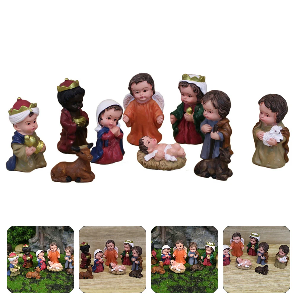 

Nativity Ornaments Home Figurine Decor Jesus Resin Adornments Christmas Decorations Indoor Desktop Supply Child The Gift