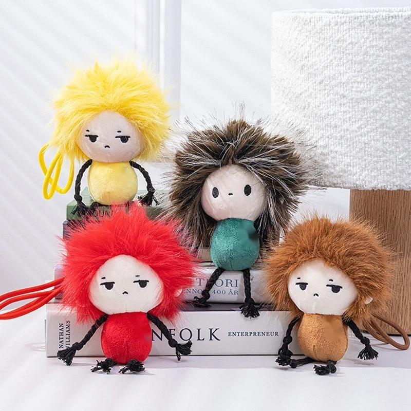 Plush Doll Keychain Fluffy Explosive Haired Doll Pendant Creative Cute Bag Hanging Decor For Adults Bag Accessory