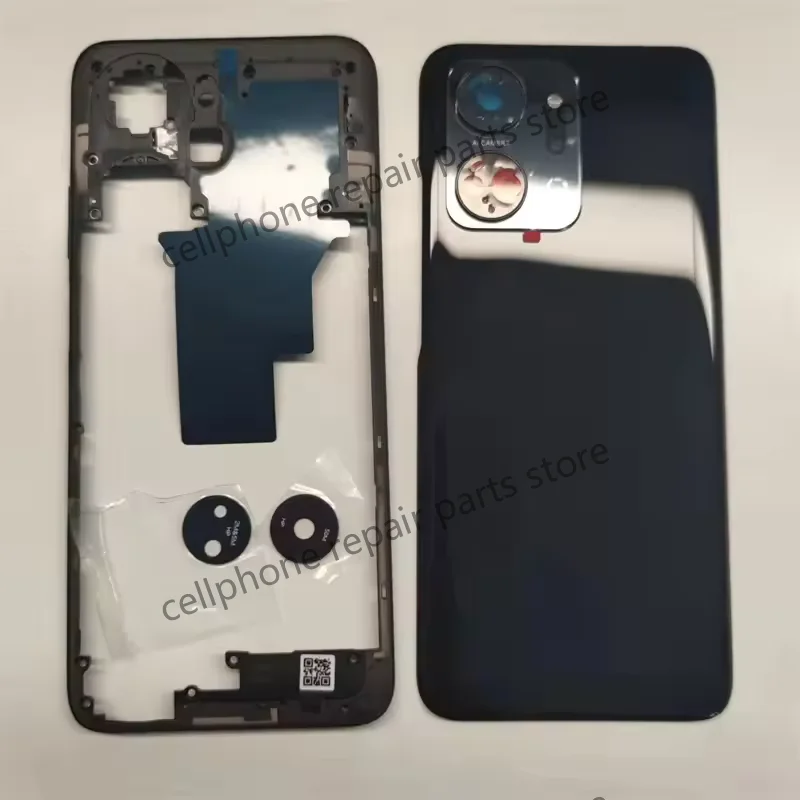For Honor X7A RKY-LX1 Full Housing Case Middle Frame+Battery Back Cover Rear Door With Camera Lens Repair Parts
