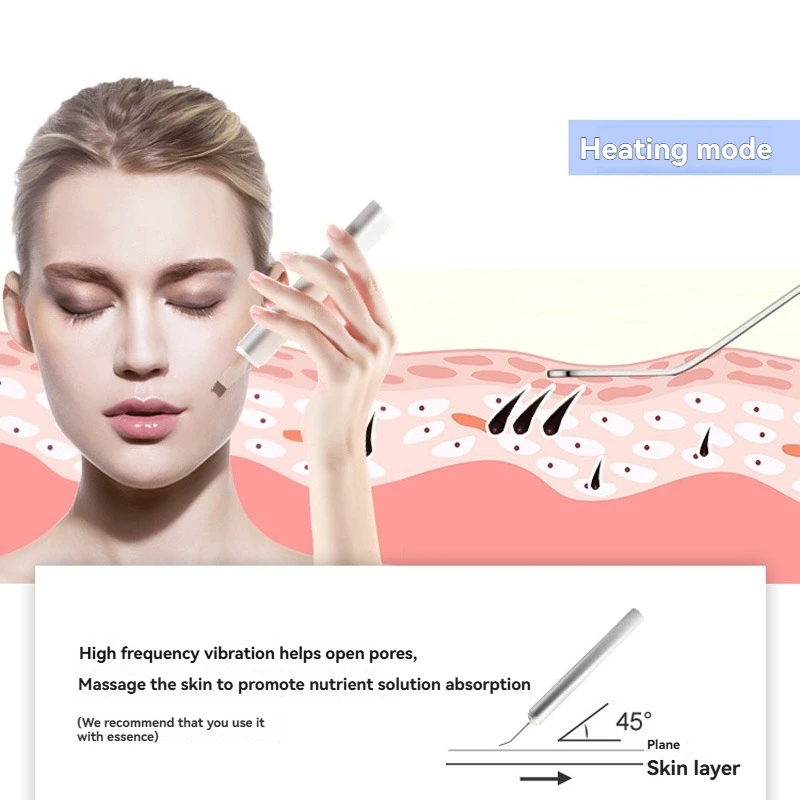 Dispositivo per la pulizia dei pori Raschietto per la pelle Dispositivo di introduzione per la cura del viso Dispositivo per la rimozione di punti neri e cheratina Raschietto per punti neri Massa vibrante
